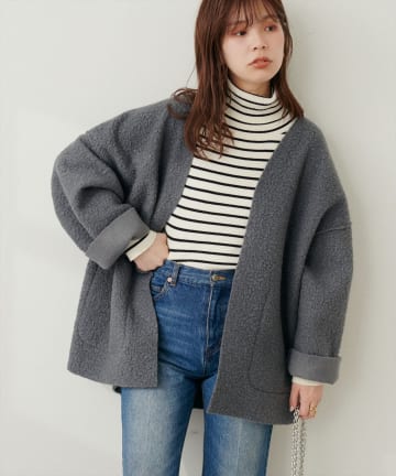 natural couture(ナチュラルクチュール) フェイクリングウールリバーシブルトッパー