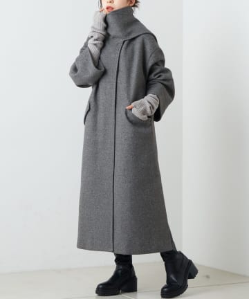 OUTLET(アウトレット) 【Chico】マフラー付きポンチョ風ロングコート