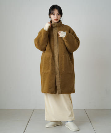 OUTLET(アウトレット) 【earthy_】ボアキルティング リバーシブルコート