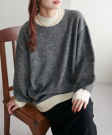 【WEB限定】ストライプ配色ニット
