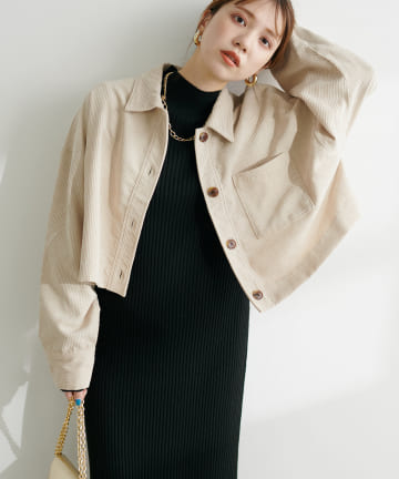 natural couture(ナチュラルクチュール) コーデュロイショート丈ジャケット