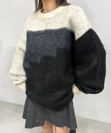 【KOOKYN/クーキー】アルパカ混モヘア切り替えニット