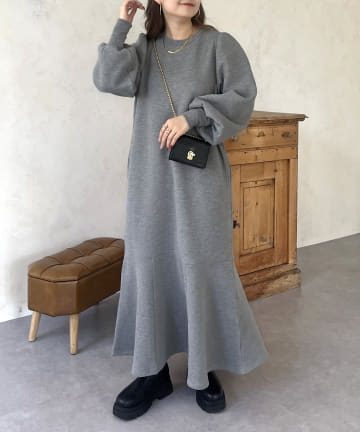 prose verse(プロズヴェール) 【低身長サイズ有り】パフスリーブマーメイドスウェットワンピ