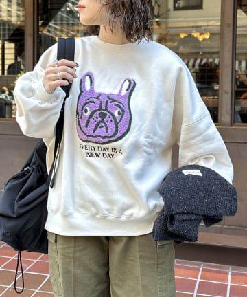 CPCM(シーピーシーエム) イヌサガラ刺繍裏起毛スウェット