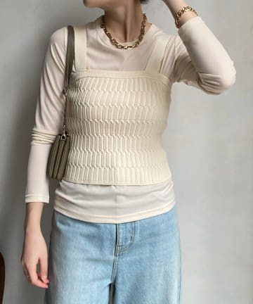 DOUDOU(ドゥドゥ) 【WEB限定】変形リブビスチェ＋クループルオーバーセット