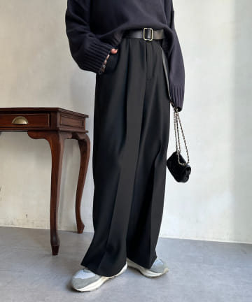 DOUDOU(ドゥドゥ) カシミヤタッチワイドパンツ