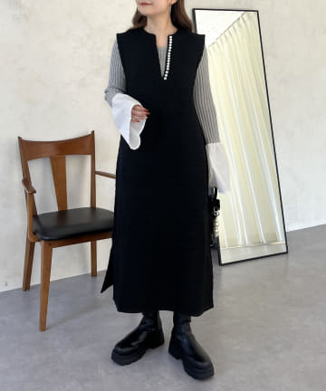 prose verse(プロズヴェール) パールキーネックツイードジャンスカ