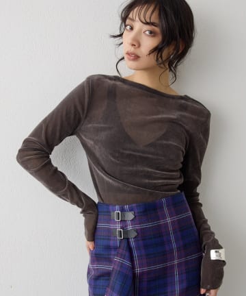 Whim Gazette(ウィム ガゼット) フロッキーバックシャンカットソー