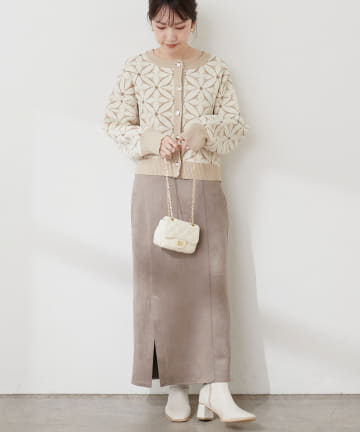 natural couture(ナチュラルクチュール) ポンチスエードハイウエストスカート