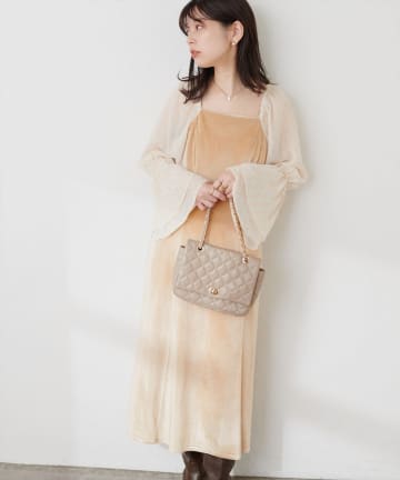 natural couture(ナチュラルクチュール) 【パルクロ限定】osono観劇ベロア×ラメシフォンワンピース