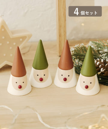 3COINS(スリーコインズ) 【Natural Christmas】木製サンタオブジェ4個セット：Sサイズ