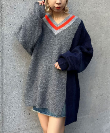 【INI 佐野雄大さん着用】切り替えチルデンニットプルオーバー