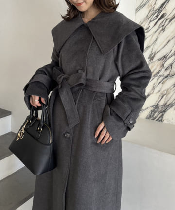 one after another NICE CLAUP(ワンアフターアナザー ナイスクラップ) 【M.Lサイズ展開】大きな衿ロングコート