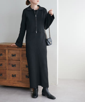 OUTLET(アウトレット) 【Discoat】【SET ITEM】Wジップカーデセットワンピース