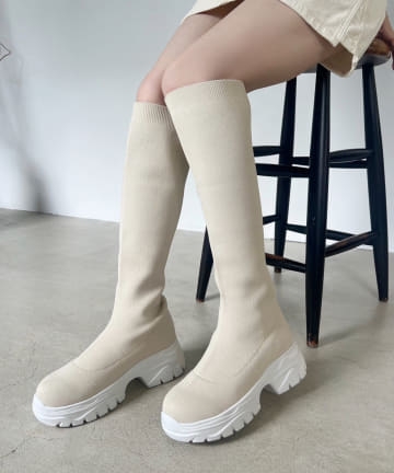 NICE CLAUP / OLIVE des OLIVE OUTLET(ナイスクラップ  / オリーブ デ オリーブ アウトレット) ニットロングブーツ