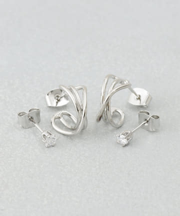 ミニメタルカーブピアス4個セット