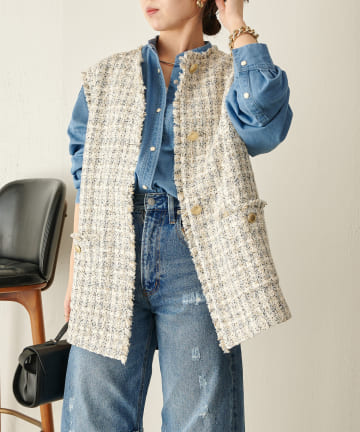 Jena　espace merveilleux(ジェナ　エスパスメルヴェイユ) ツイードベストジャケット