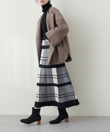natural couture(ナチュラルクチュール) BIGチェックニットプリーツスカート