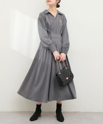 natural couture(ナチュラルクチュール) スキッパー衿ワンピース