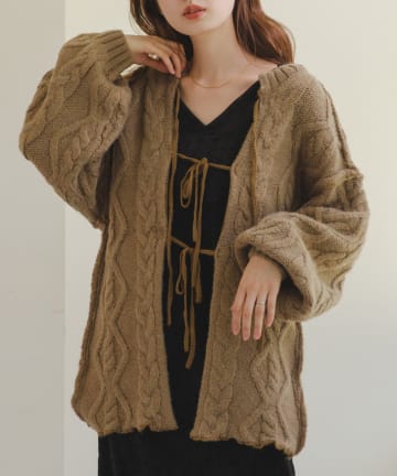 OUTLET(アウトレット) 【Kastane】ケーブルロングニットカーディガン