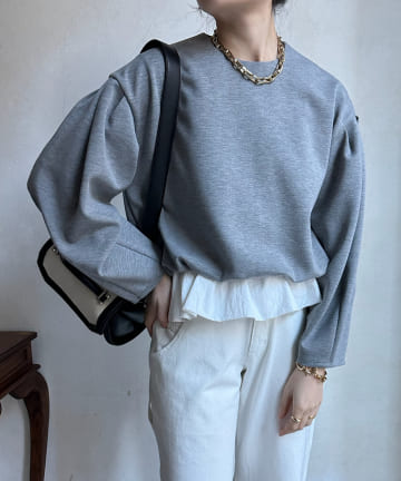 DOUDOU(ドゥドゥ) 【WEB限定】  裾フリルダンボールプルオーバー