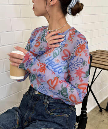 CIAOPANIC(チャオパニック) 【HELLO.SANFRANCISCO/ハローサンフランシスコ】ハンドペイントプリントシアーTEE