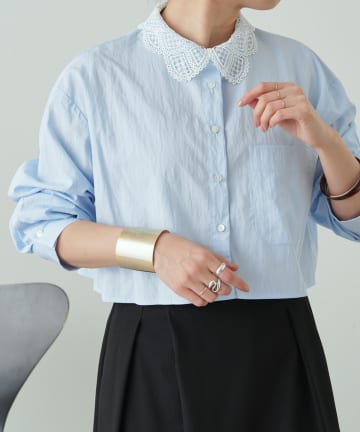 Omekashi(オメカシ) レース衿付きショートシャツ