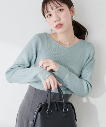 natural couture(ナチュラルクチュール) 前後2wayラメリブニット