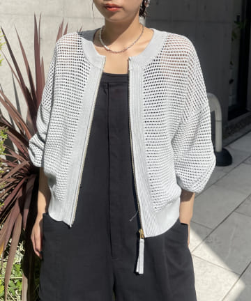 Jena　espace merveilleux(ジェナ　エスパスメルヴェイユ) 【洗濯機洗い◎】メッシュニットブルゾン