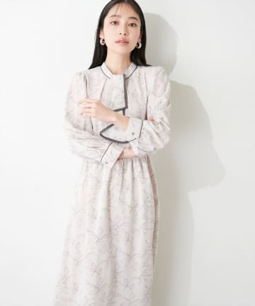 natural couture(ナチュラルクチュール) 配色パイピングボウタイワンピース