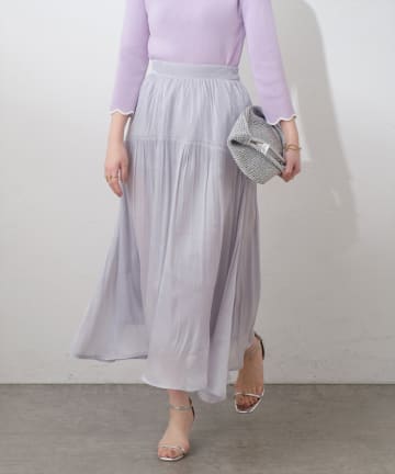 natural couture(ナチュラルクチュール) シアーシャイニーフレアギャザースカート