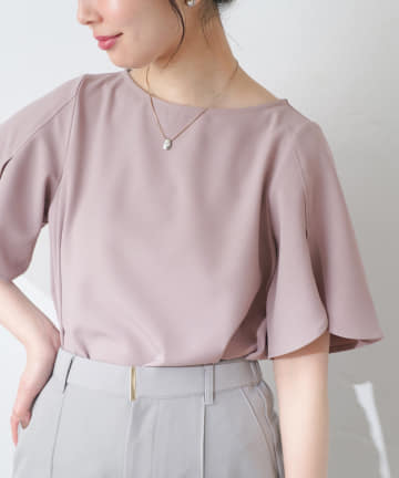 natural couture(ナチュラルクチュール) BACKパールハチワレスリーブTOPS