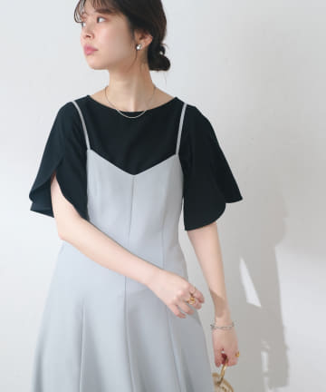 natural couture(ナチュラルクチュール) BACKパールハチワレスリーブTOPS