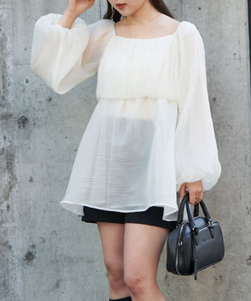 OUTLET(アウトレット) 【Chico】オフショルペプラムブラウス