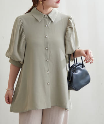 Remind me and forever(リマインドミーアンドフォーエバー) 【新色登場】5分袖袖ボリュームブラウス