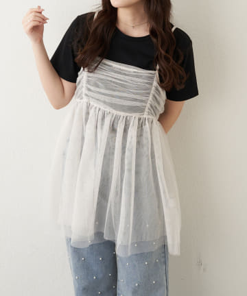 チュールキャミ+TシャツSET