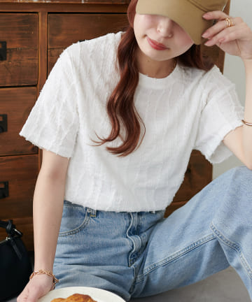 DISCOAT(ディスコート) 【WEB限定】ジャガード半袖Tシャツ
