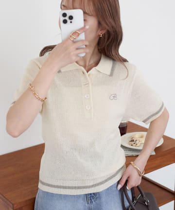 【WEB限定】ライン配色ニットポロ
