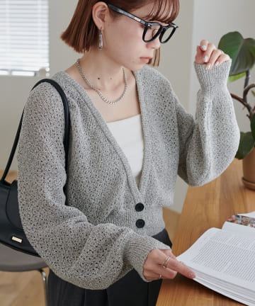 OUTLET(アウトレット) 【Discoat】メランジショート丈カーディガン