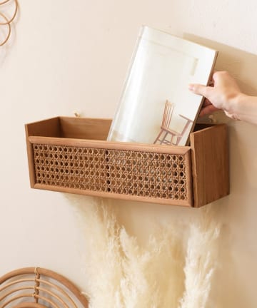 salut!(サリュ) ラタン編みウォールシェルフ／マクラメとラタン