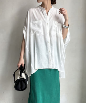 DOUDOU(ドゥドゥ) 【WEB限定】ソフトワッシャー2WAYスリーブシャツ