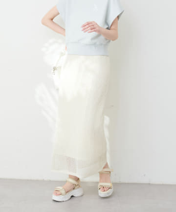 natural couture(ナチュラルクチュール) メッシュタイトニットスカート