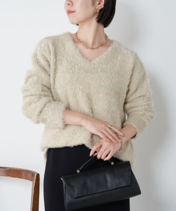 Jena　espace merveilleux(ジェナ　エスパスメルヴェイユ) フラッフィーラメVニット