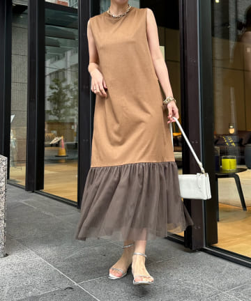 【WEB限定】裾切替チュールワンピース