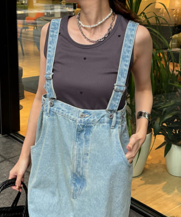 【WEB限定】 ハート刺繍リブタンク