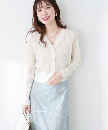 natural couture(ナチュラルクチュール) リブシアーニットカーディガン