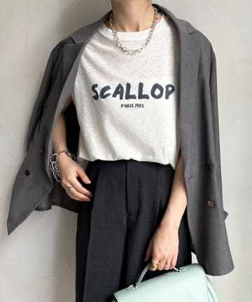 コットンリネンスラブロゴTEE