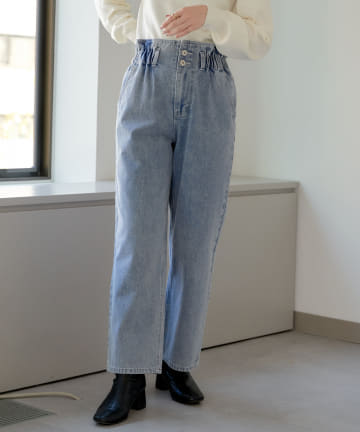 後ウエストレースアップデニムパンツ