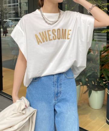 DOUDOU(ドゥドゥ) AWESOMEラメグリッターTEE