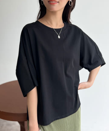 Chez toi(シェトワ) 機能素材カット袖切替プルオーバー